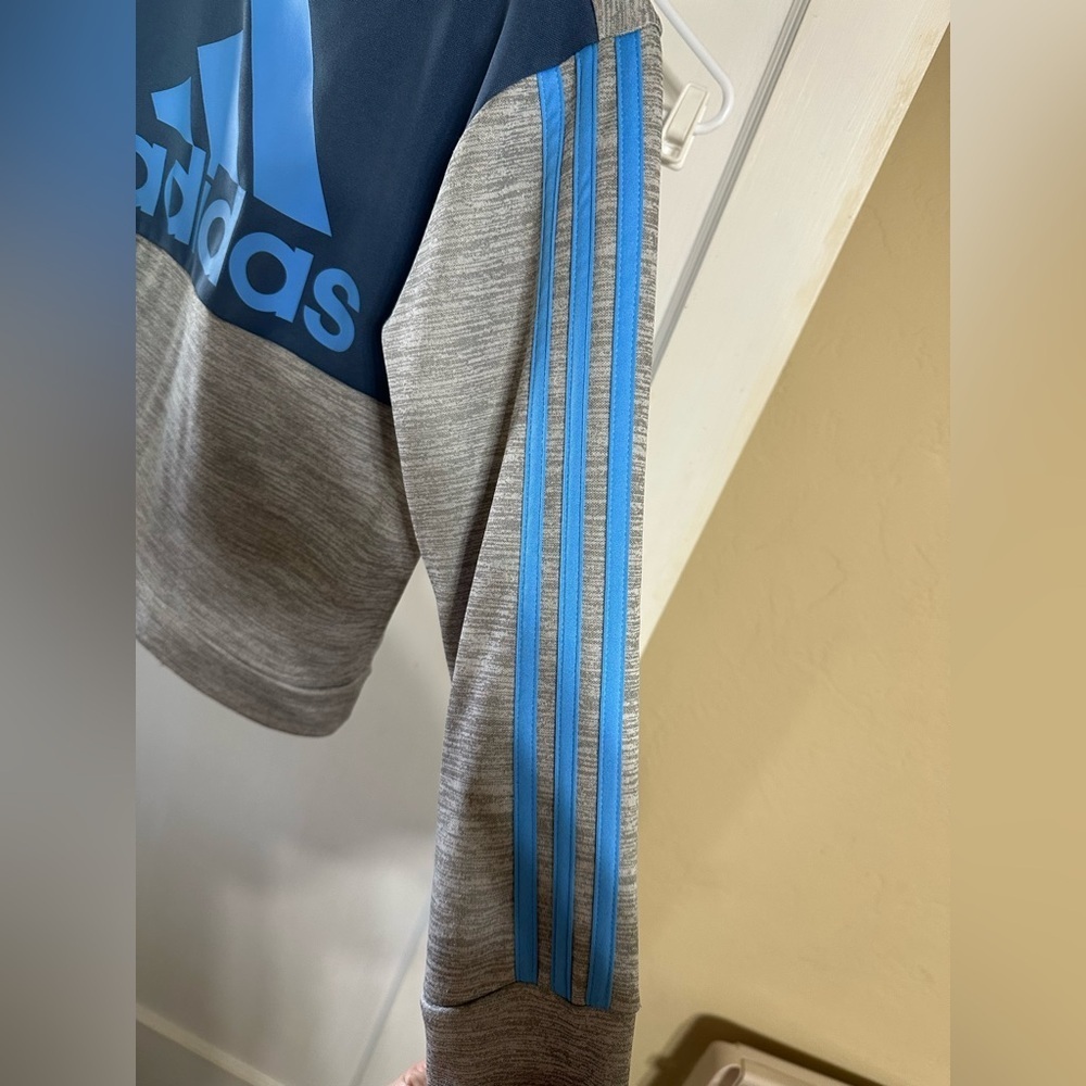 Adidas Kids Hoodie in Blue and Gray - Picture 3 of 5